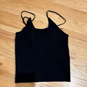 Zara Black Ribbed Spaghetti Strap Camisole